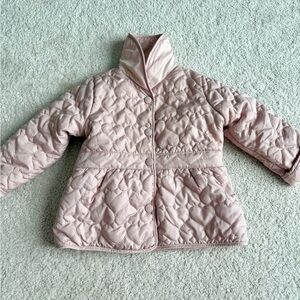 Baby Girl Quilted Heart-Pattern Jacket in Soft Pink